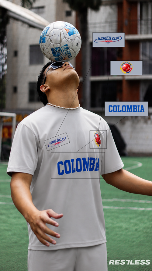 CAMISETA PARA EL MUNDIAL FUTBOL COLOMBIA UNISEX HOMBRE MUJER 2026|Color:PLATEADO